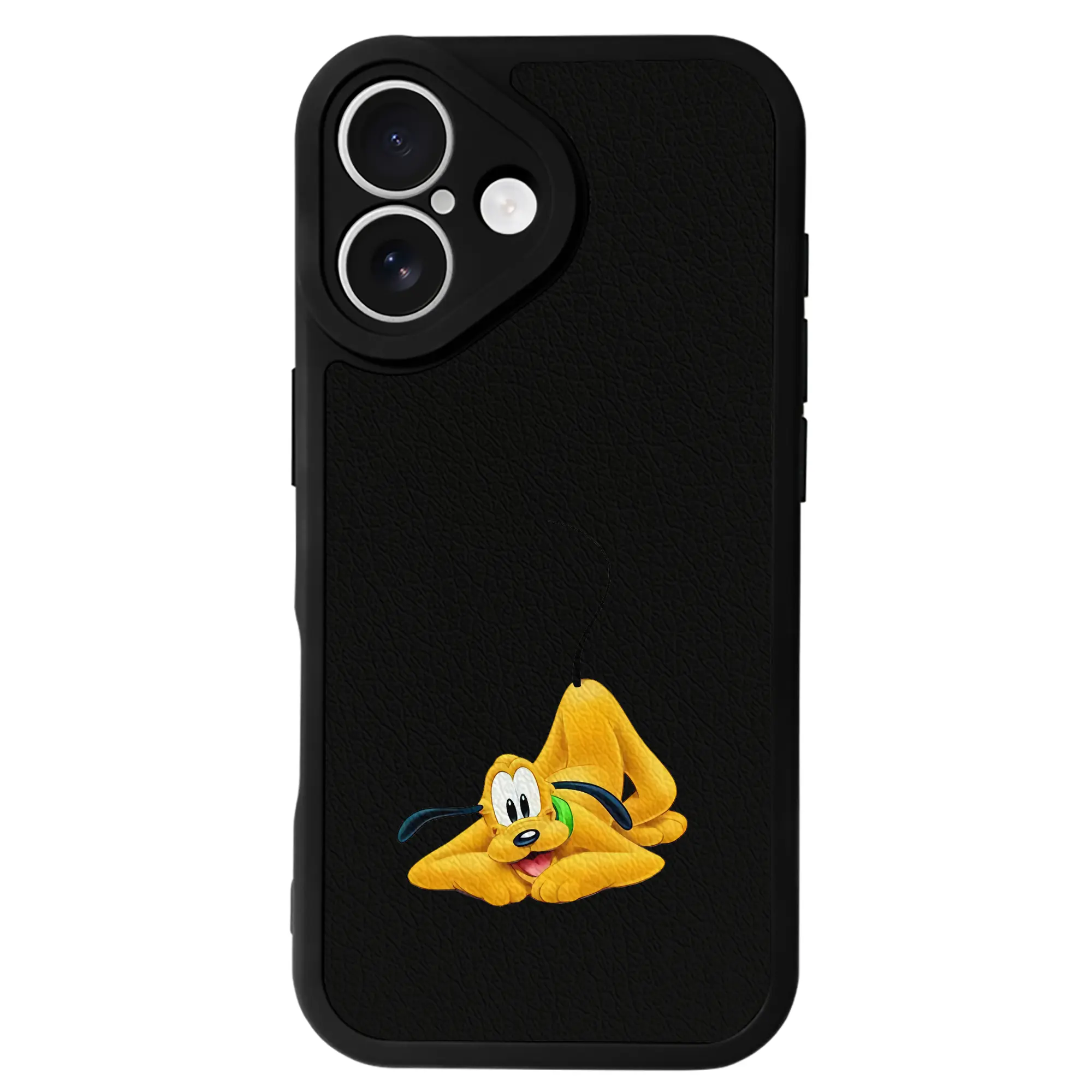 ミッキーマウス（Mickey Mouse） グッズ プルート（Pluto） - IPhone 16シリーズ対応 ・ シリコンスマホケース ・ レザー調 ・ 高精度フィット ・ 耐衝撃 ・ ワイヤレス充電対応 ・ 精密カット